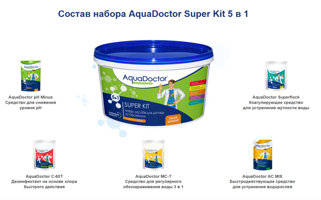 Набор химии для первой обработки бассейна AquaDoctor Super Kit 5 в 1